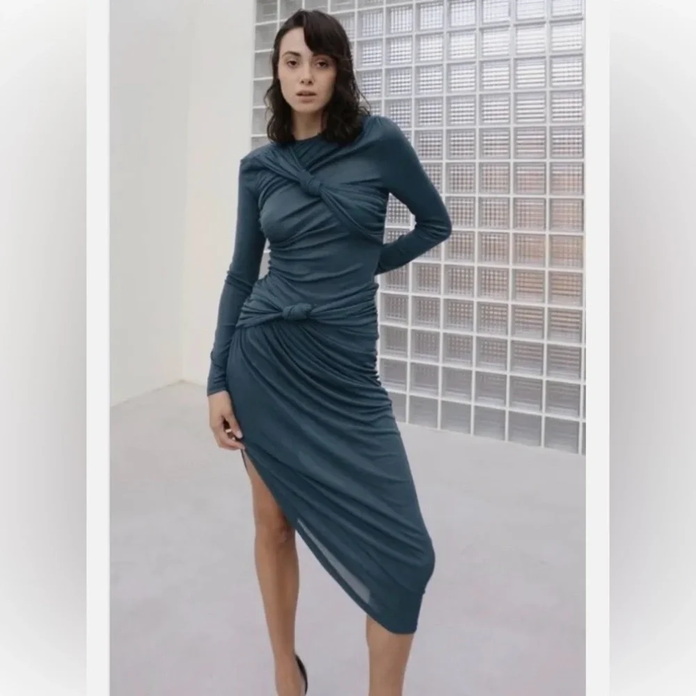 ZARA Collection Knotted Asymmetric Dress Size-L - Picture 4 of 13